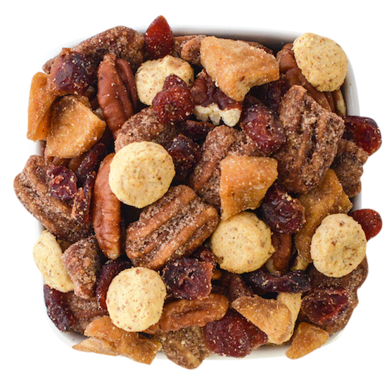 apples and cinnamon pecans and cheddar cheese bite nut mix