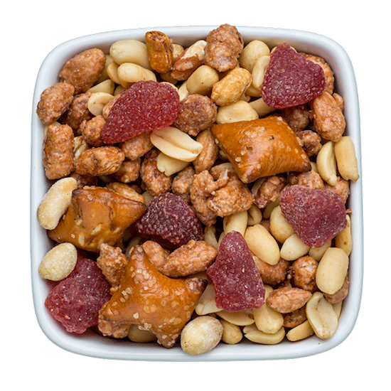 peanut butter and jelly nut mix with dried strawberries